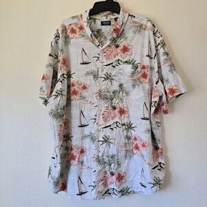 Chaps Men 4XB Hawaiian Short Sleeve Button Down Shirt Resort Wear Beach Vacation